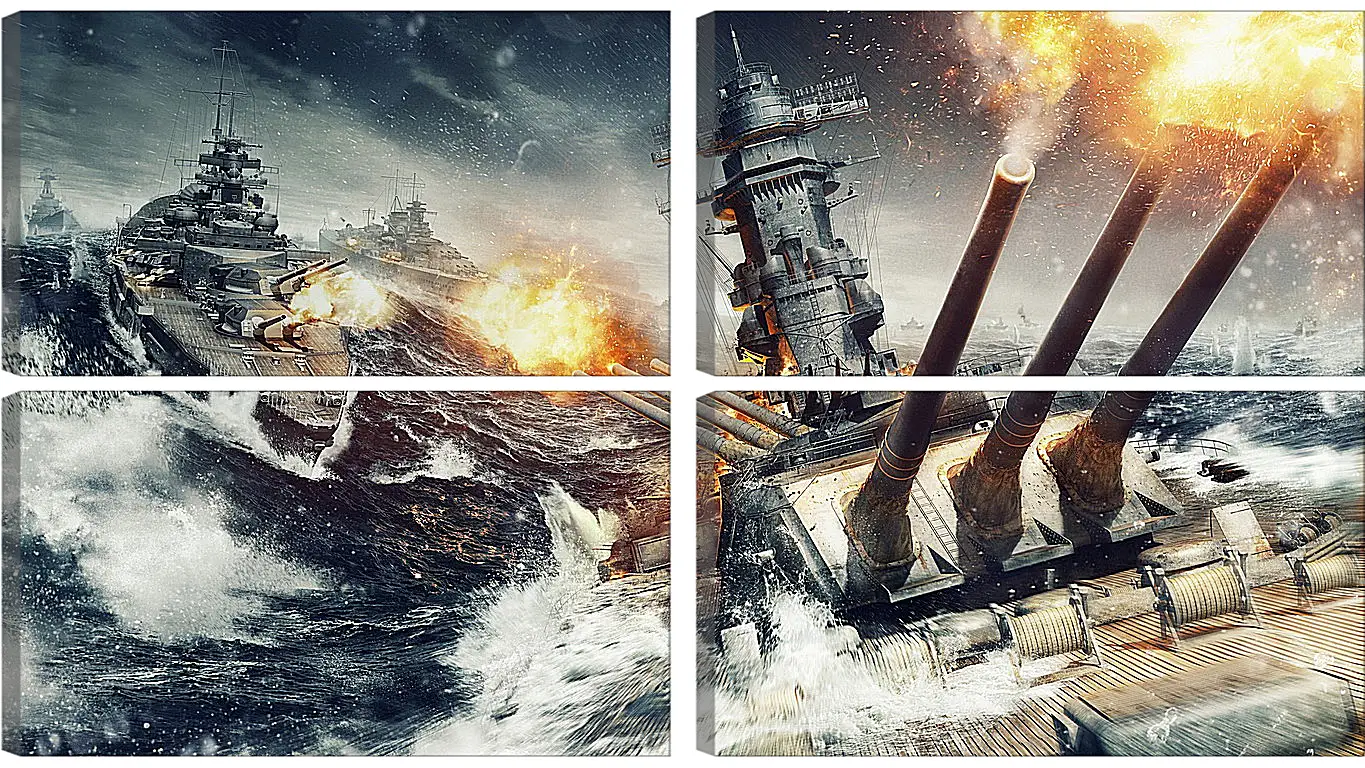 Модульная картина - world of warships, wargaming net, explosion
