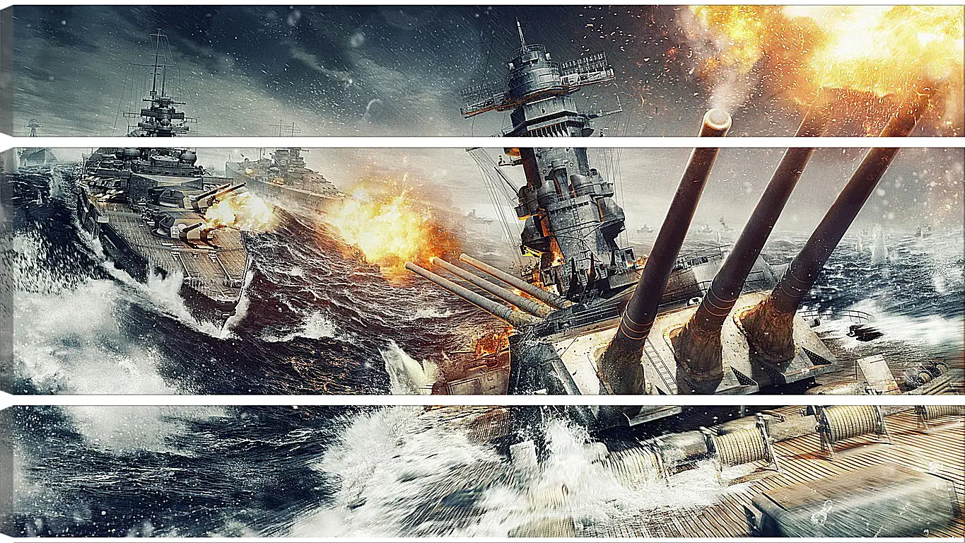 Модульная картина - world of warships, wargaming net, explosion
