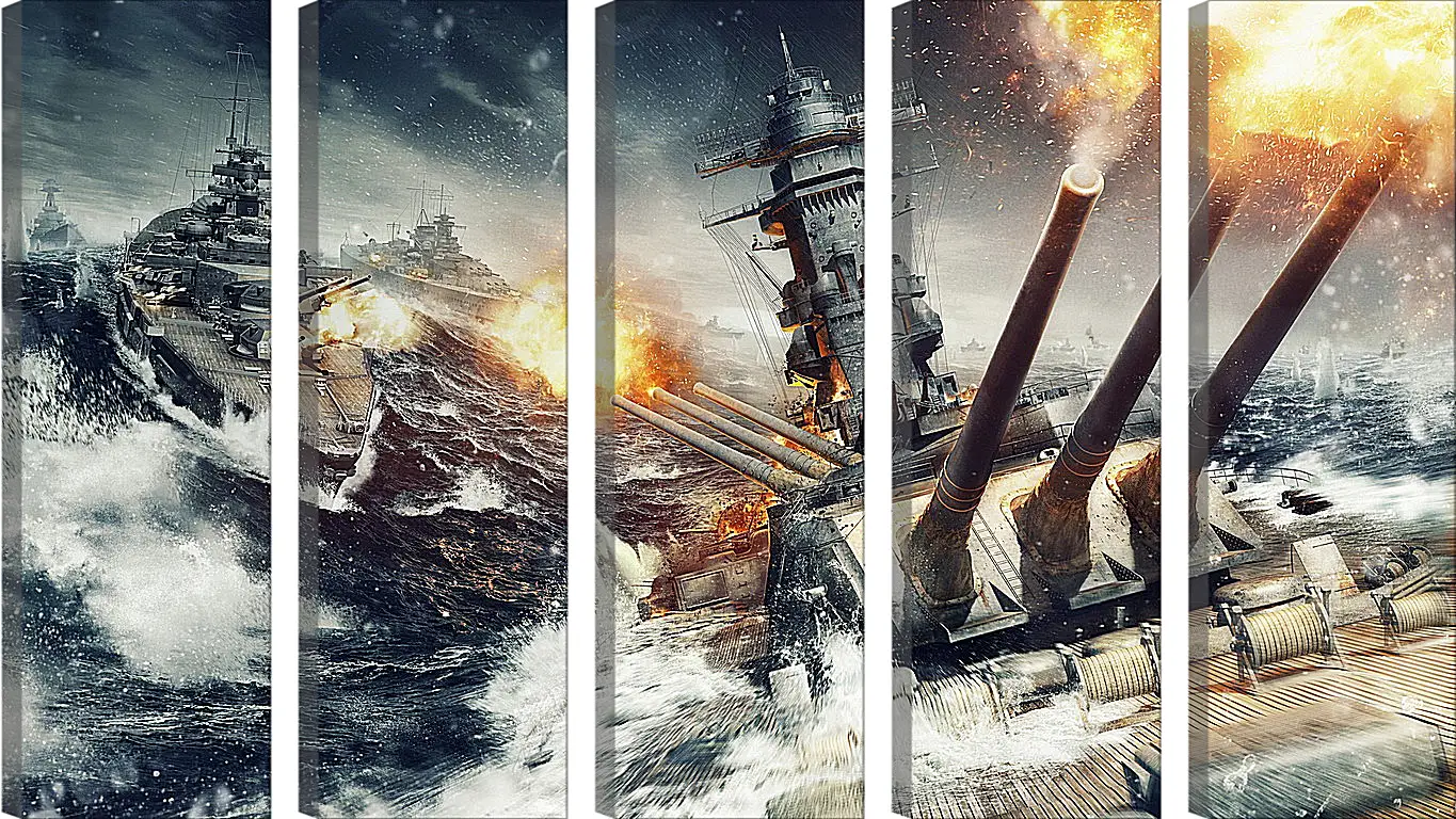 Модульная картина - world of warships, wargaming net, explosion
