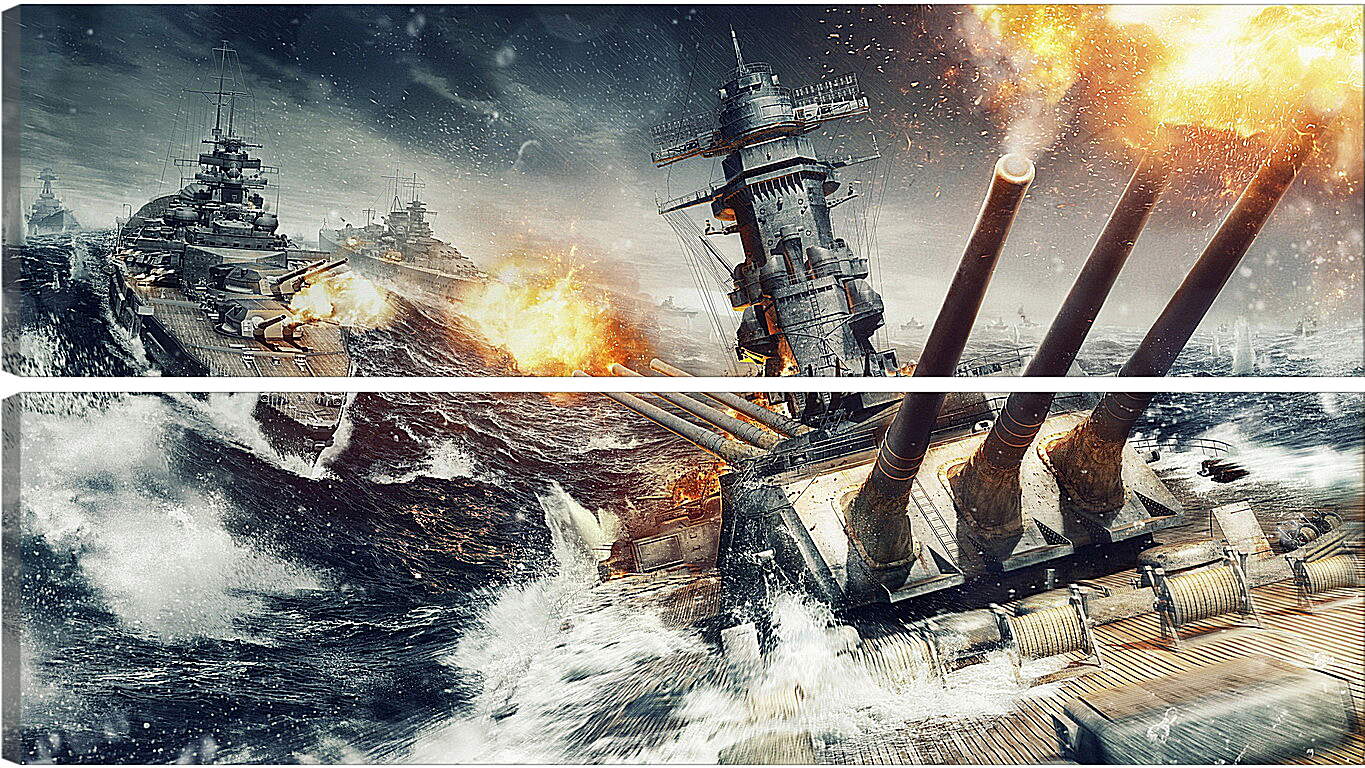 Модульная картина - world of warships, wargaming net, explosion
