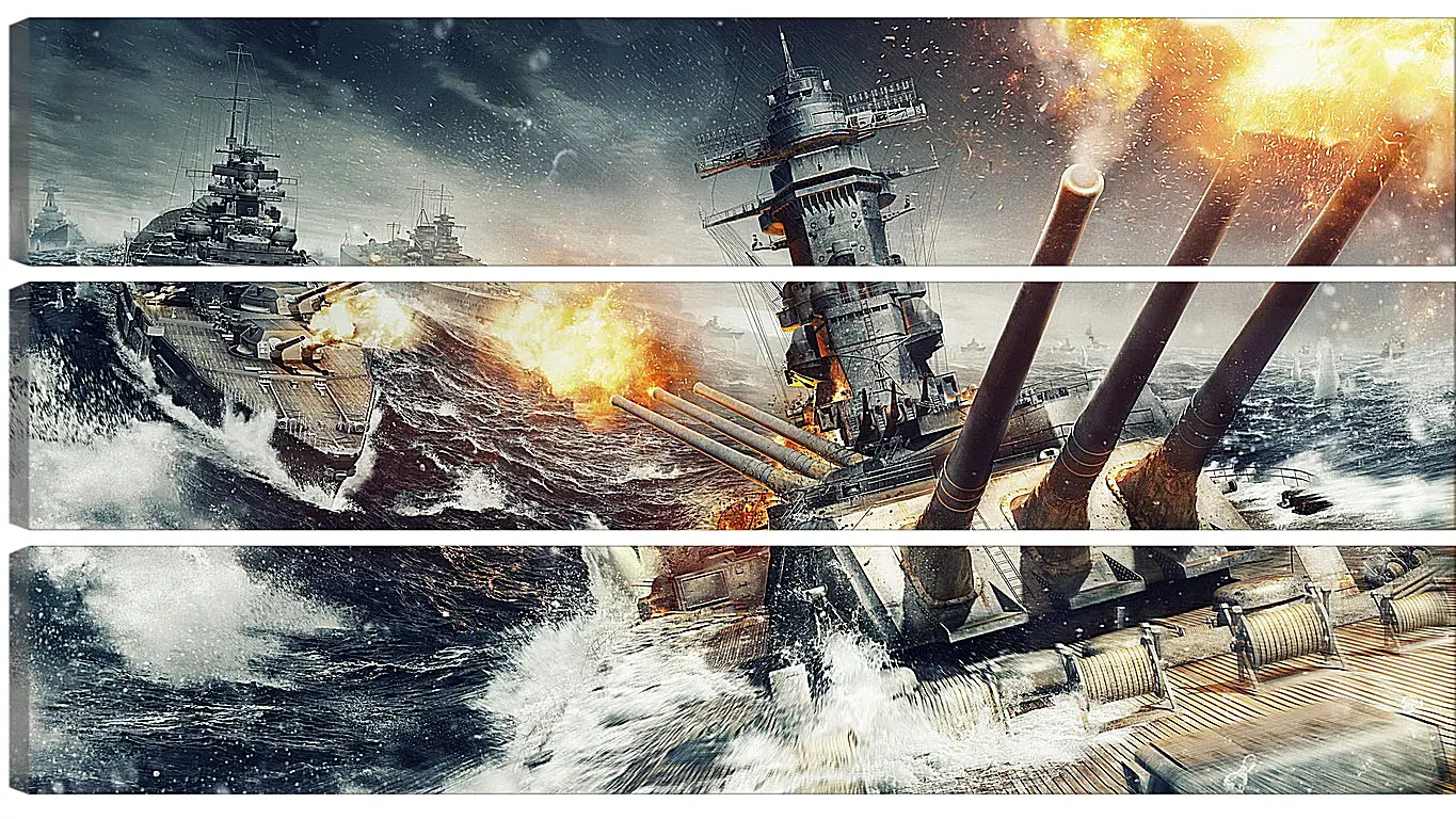 Модульная картина - world of warships, wargaming net, explosion
