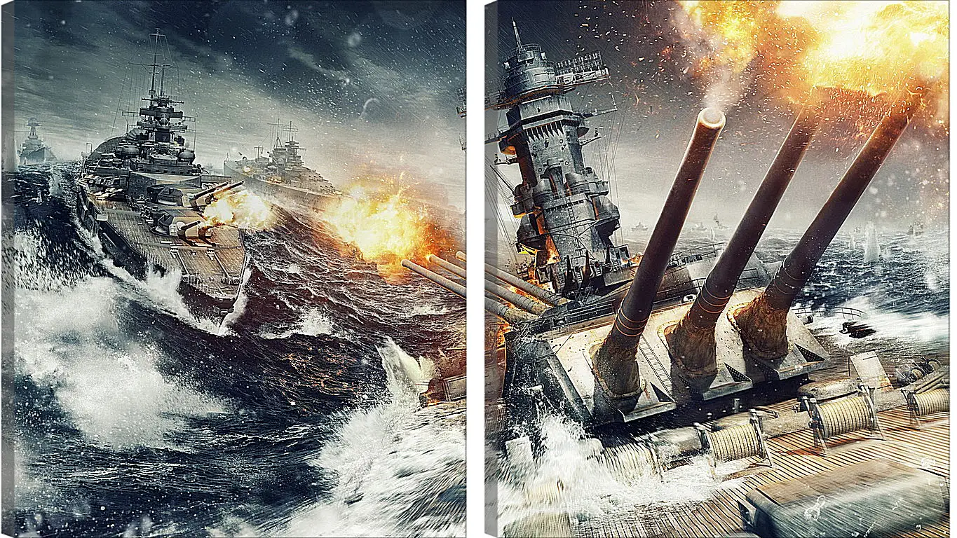 Модульная картина - world of warships, wargaming net, explosion
