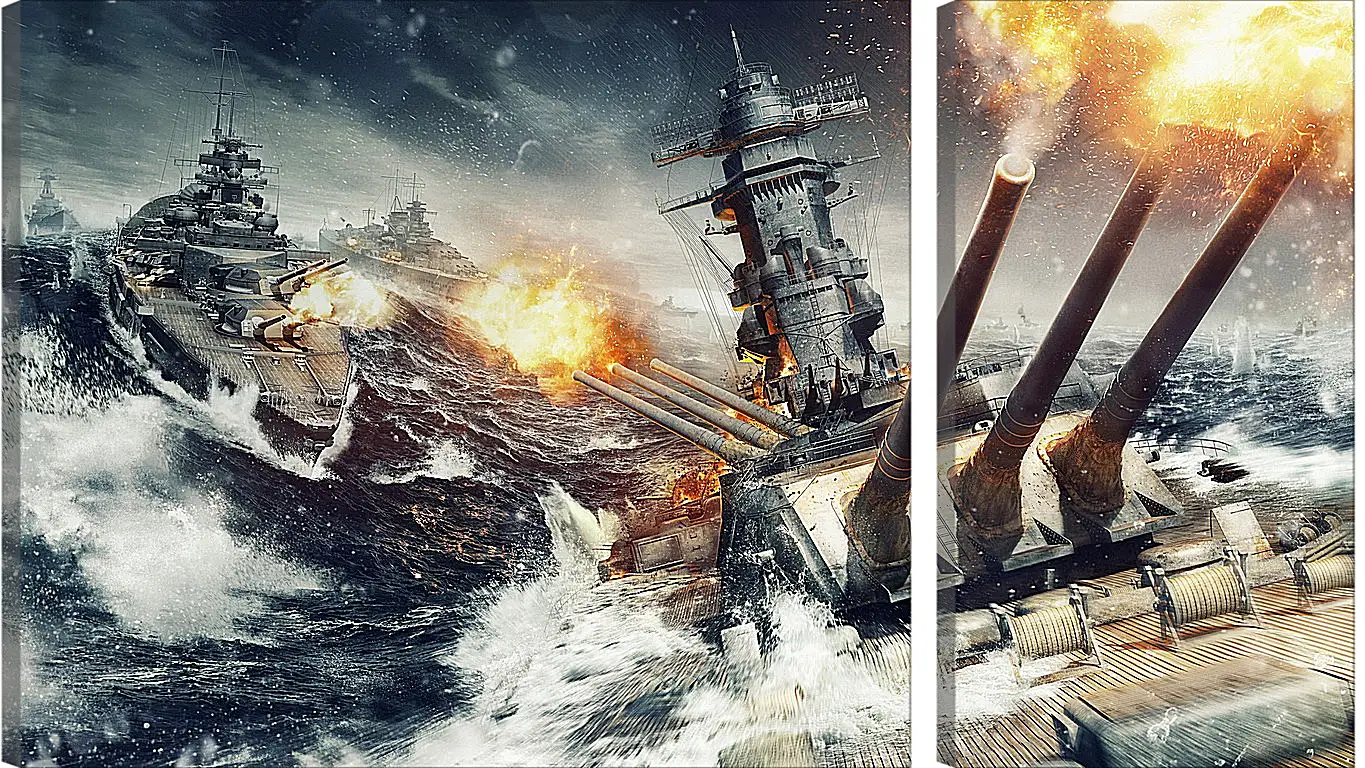 Модульная картина - world of warships, wargaming net, explosion
