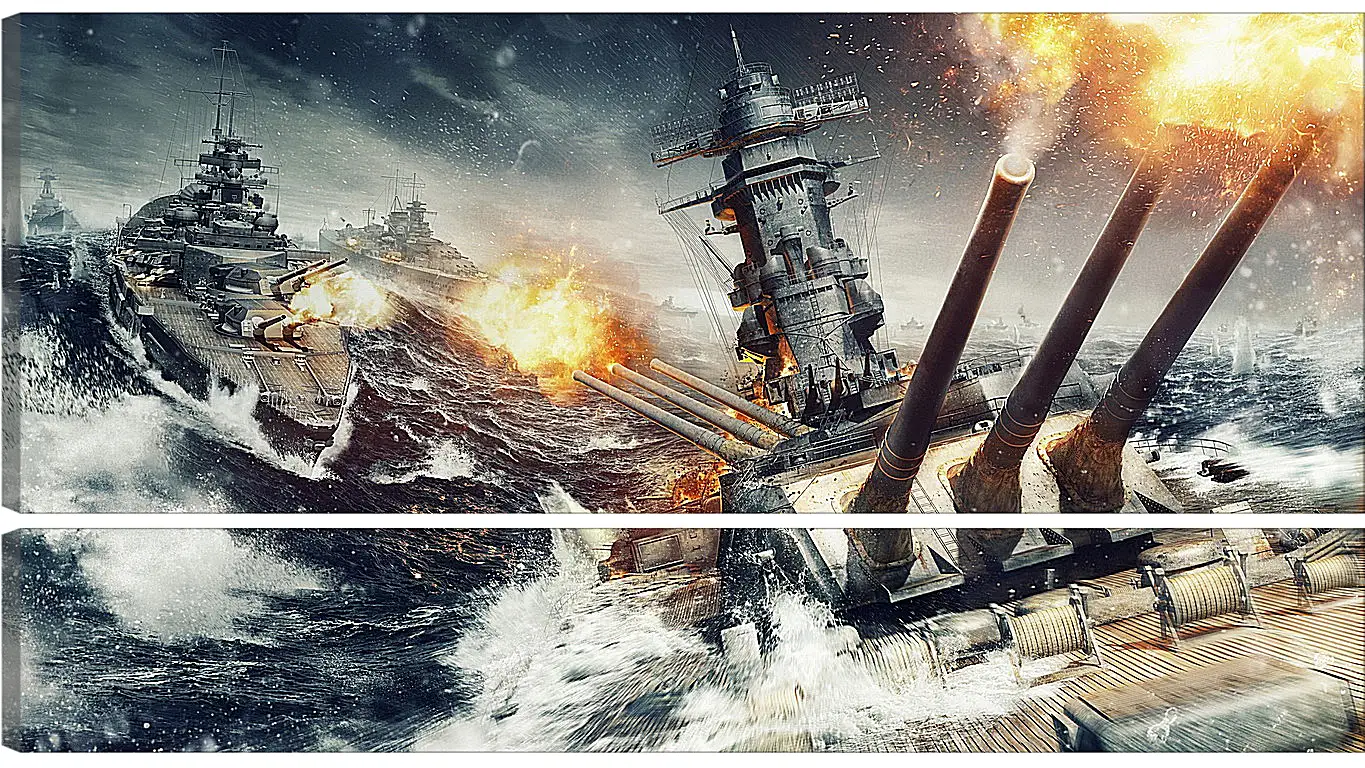 Модульная картина - world of warships, wargaming net, explosion
