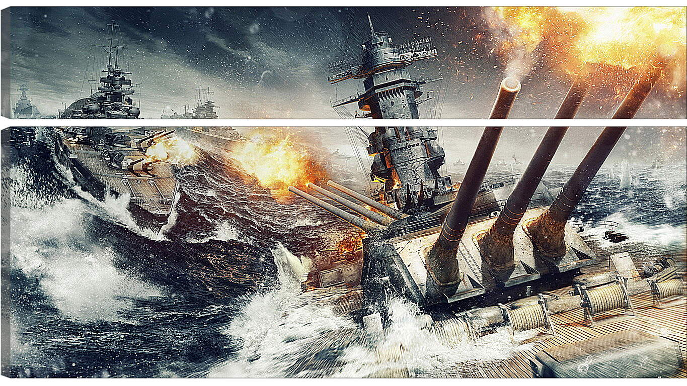 Модульная картина - world of warships, wargaming net, explosion
