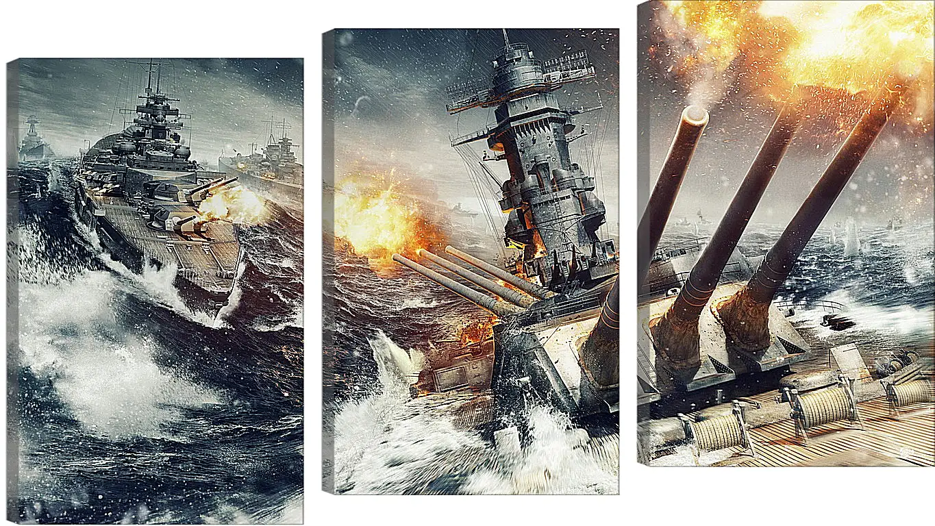 Модульная картина - world of warships, wargaming net, explosion
