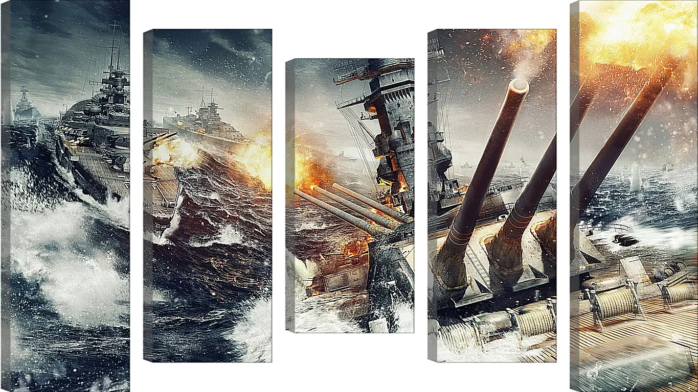 Модульная картина - world of warships, wargaming net, explosion
