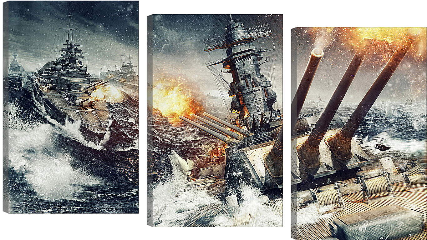 Модульная картина - world of warships, wargaming net, explosion

