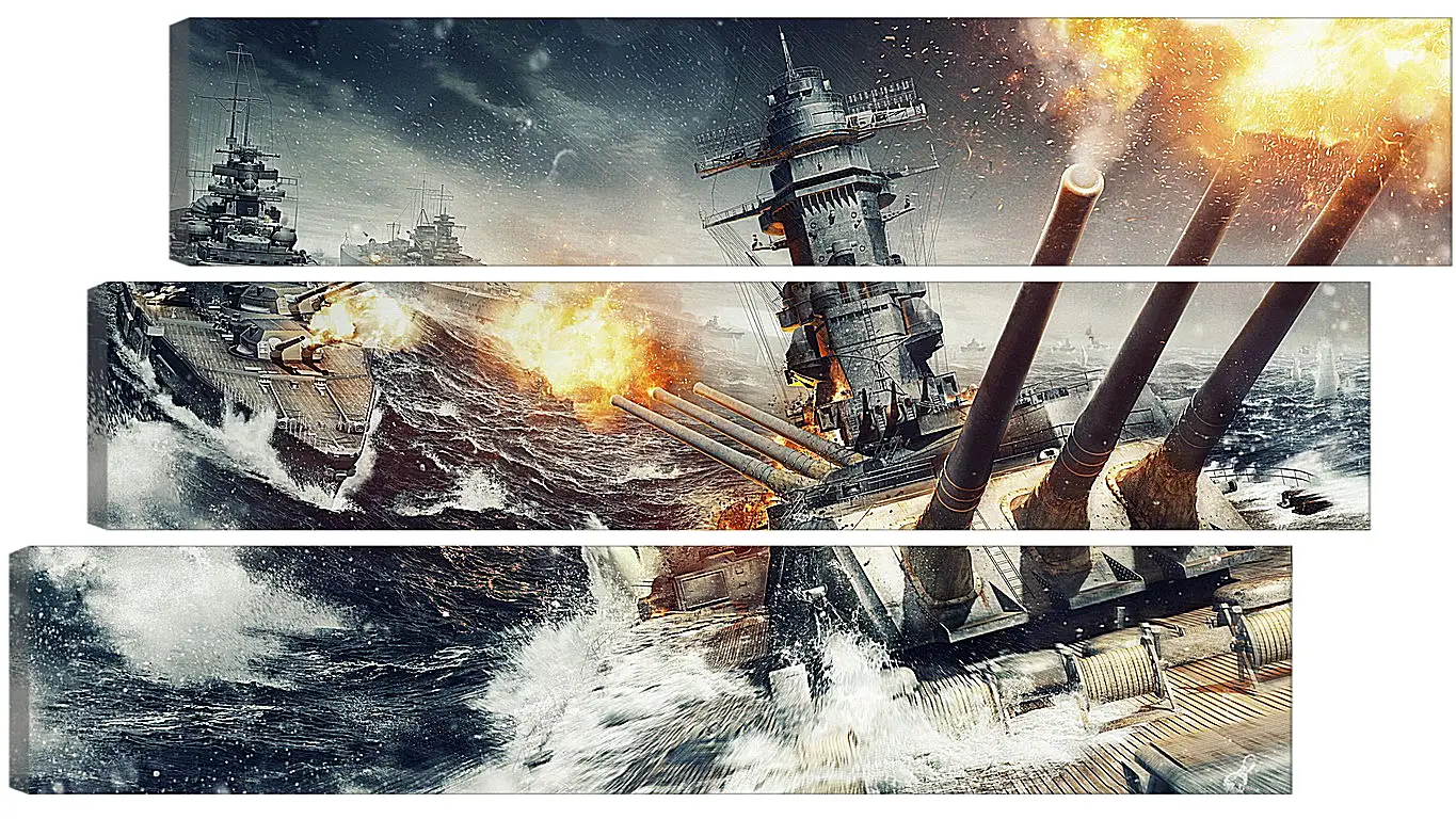 Модульная картина - world of warships, wargaming net, explosion
