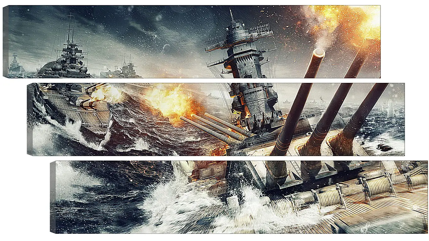 Модульная картина - world of warships, wargaming net, explosion
