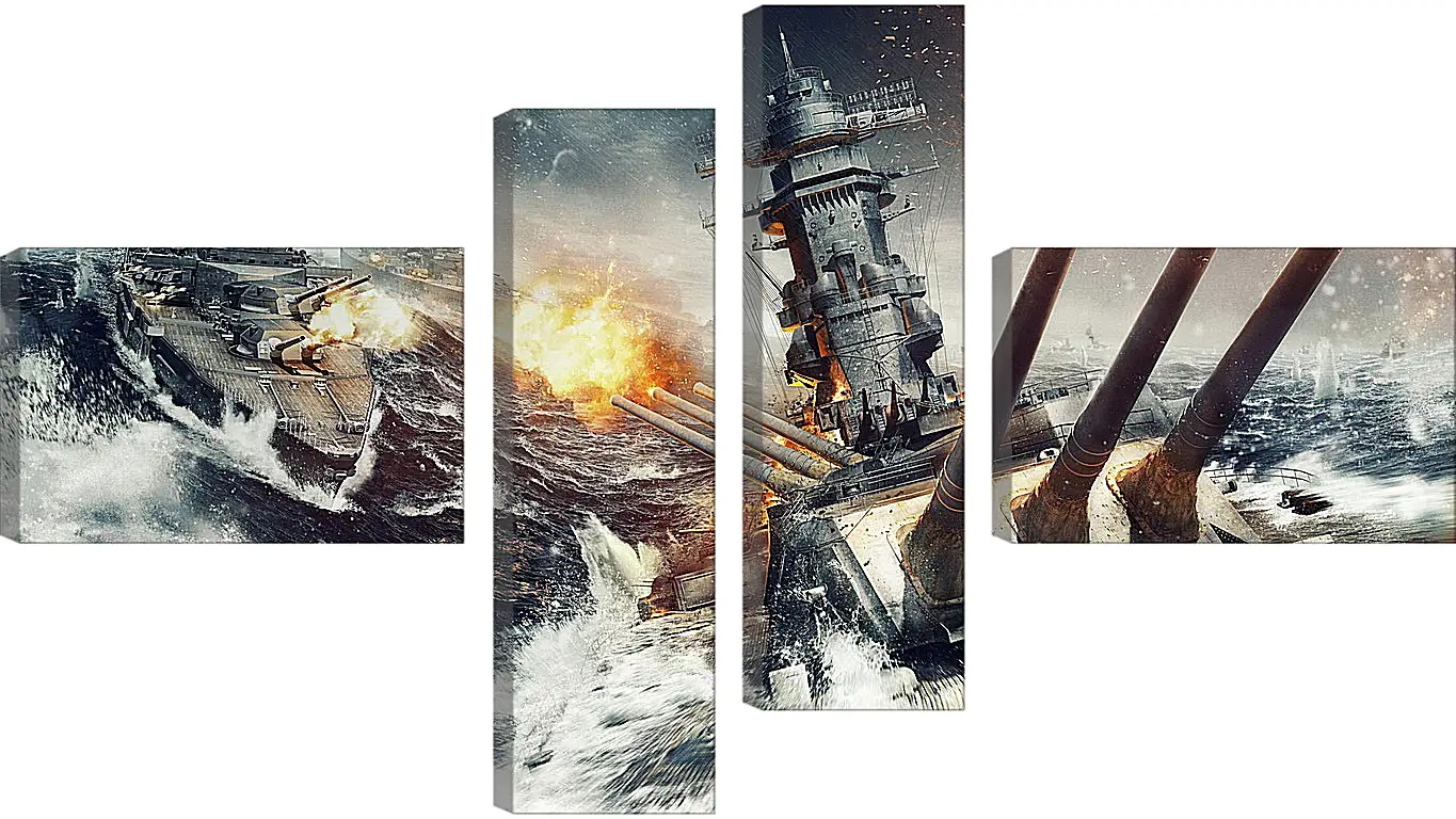 Модульная картина - world of warships, wargaming net, explosion
