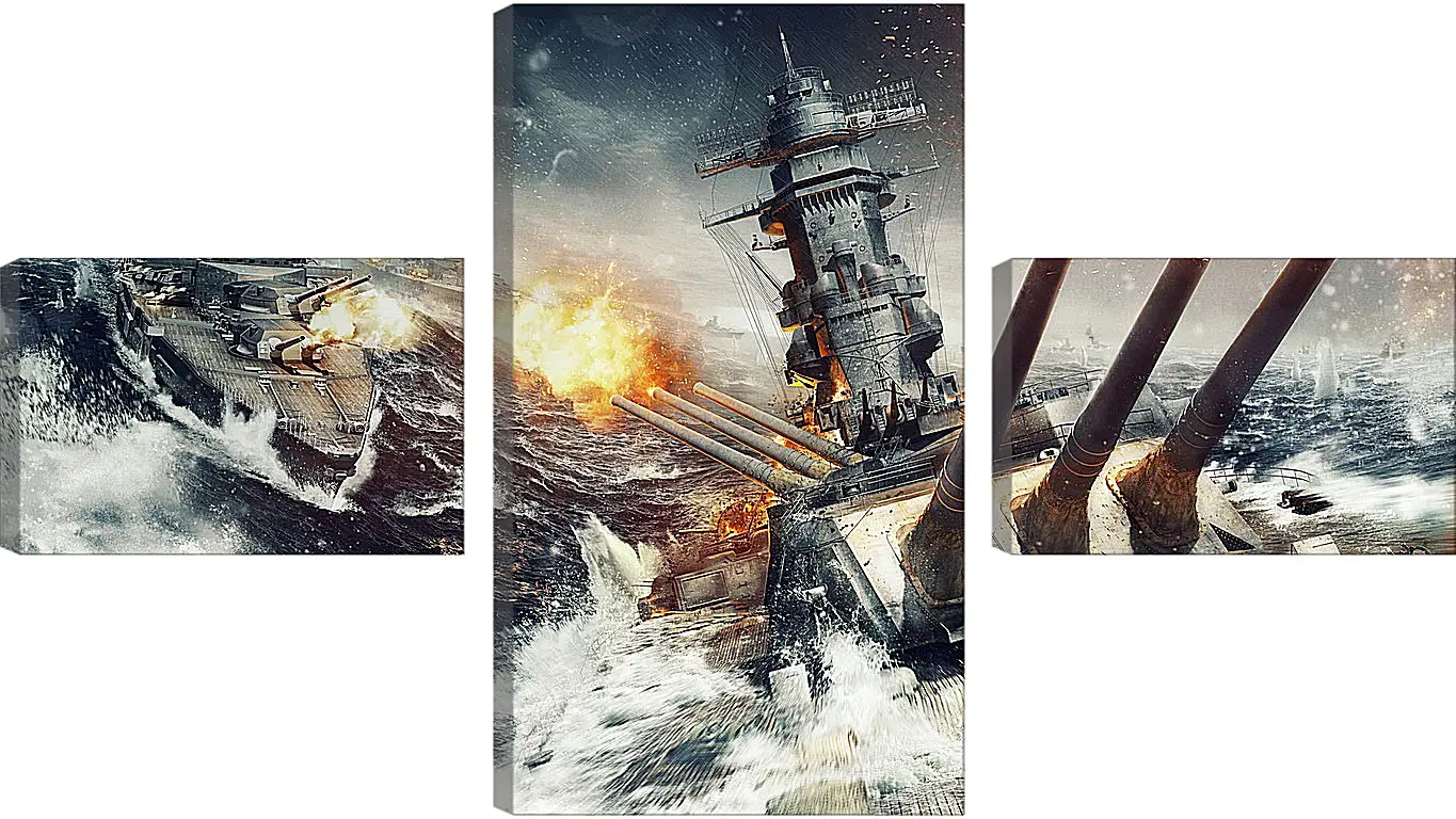 Модульная картина - world of warships, wargaming net, explosion
