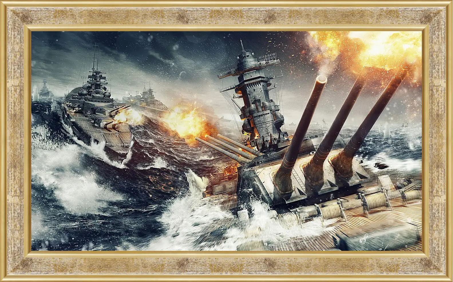 Картина в раме - world of warships, wargaming net, explosion
