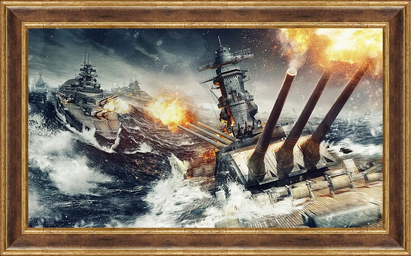 Картина в раме - world of warships, wargaming net, explosion
