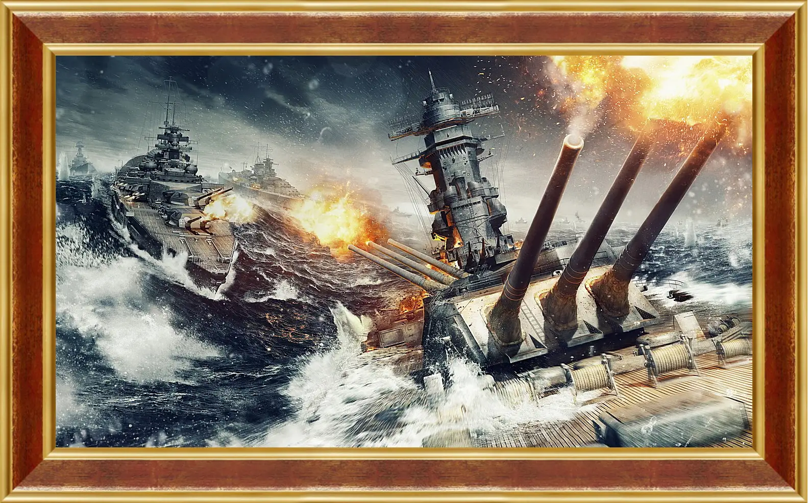 Картина в раме - world of warships, wargaming net, explosion
