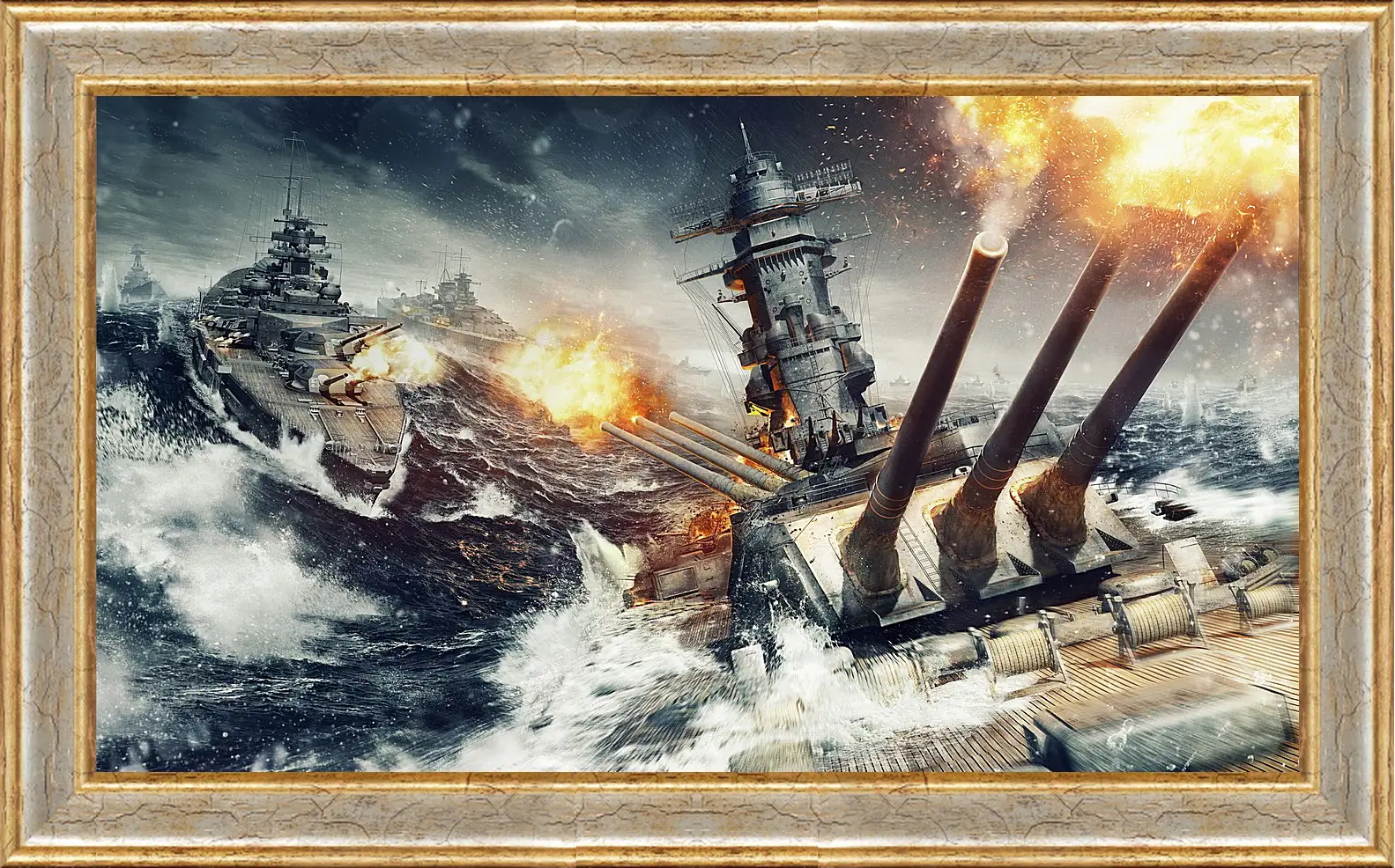 Картина в раме - world of warships, wargaming net, explosion
