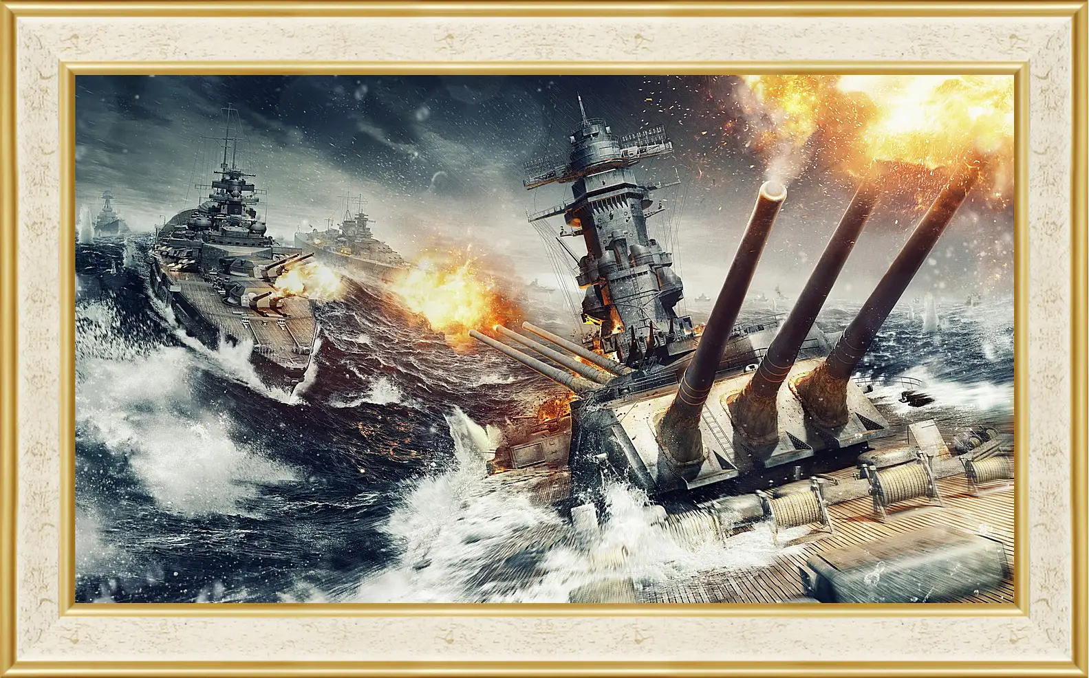 Картина в раме - world of warships, wargaming net, explosion
