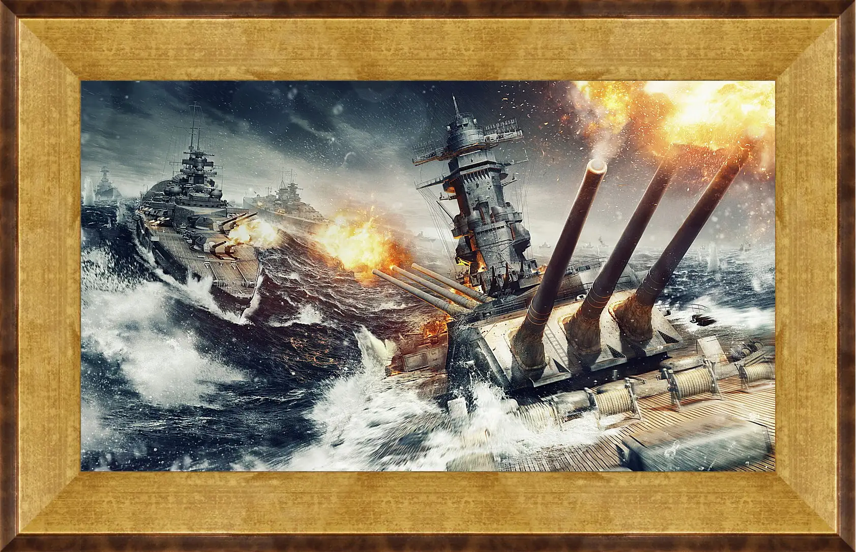 Картина в раме - world of warships, wargaming net, explosion
