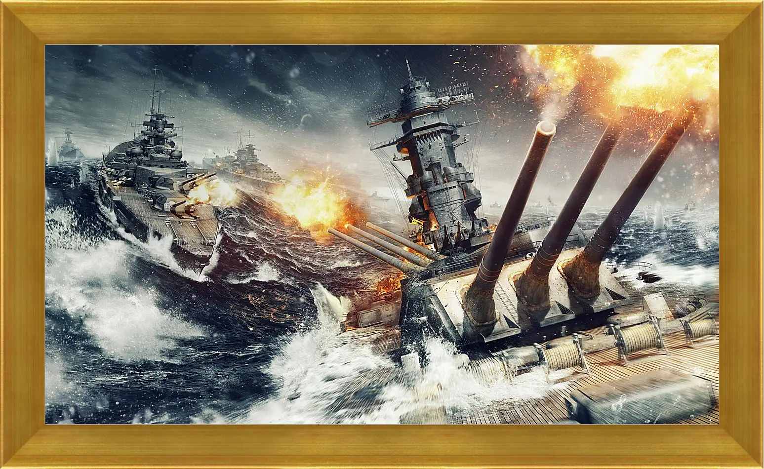 Картина в раме - world of warships, wargaming net, explosion
