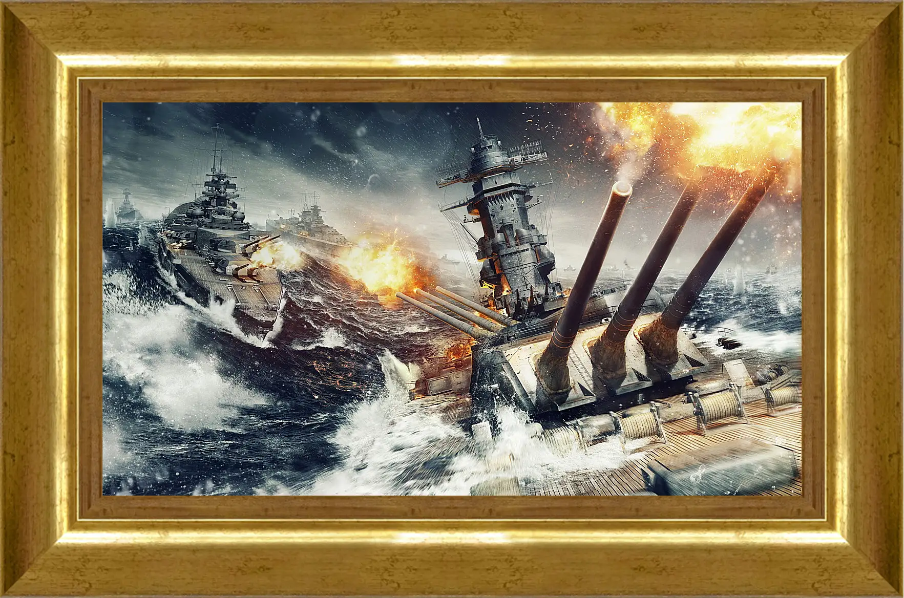 Картина в раме - world of warships, wargaming net, explosion
