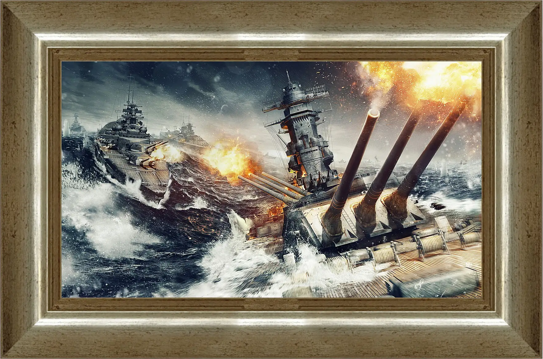 Картина в раме - world of warships, wargaming net, explosion
