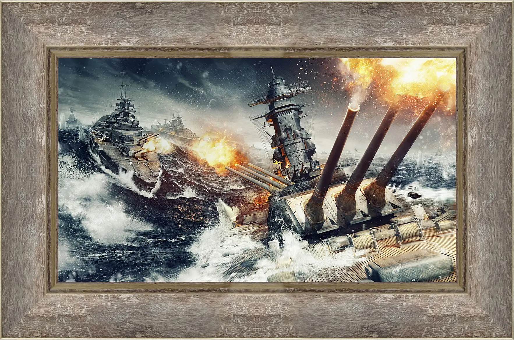 Картина в раме - world of warships, wargaming net, explosion
