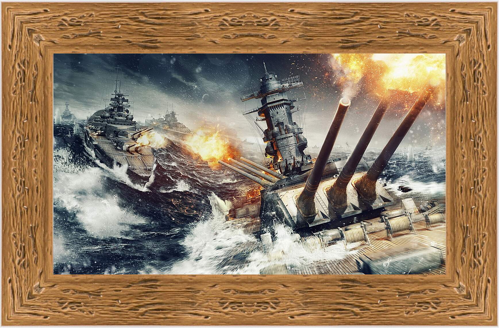 Картина в раме - world of warships, wargaming net, explosion
