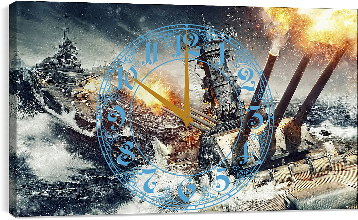 Часы картина - world of warships, wargaming net, explosion
