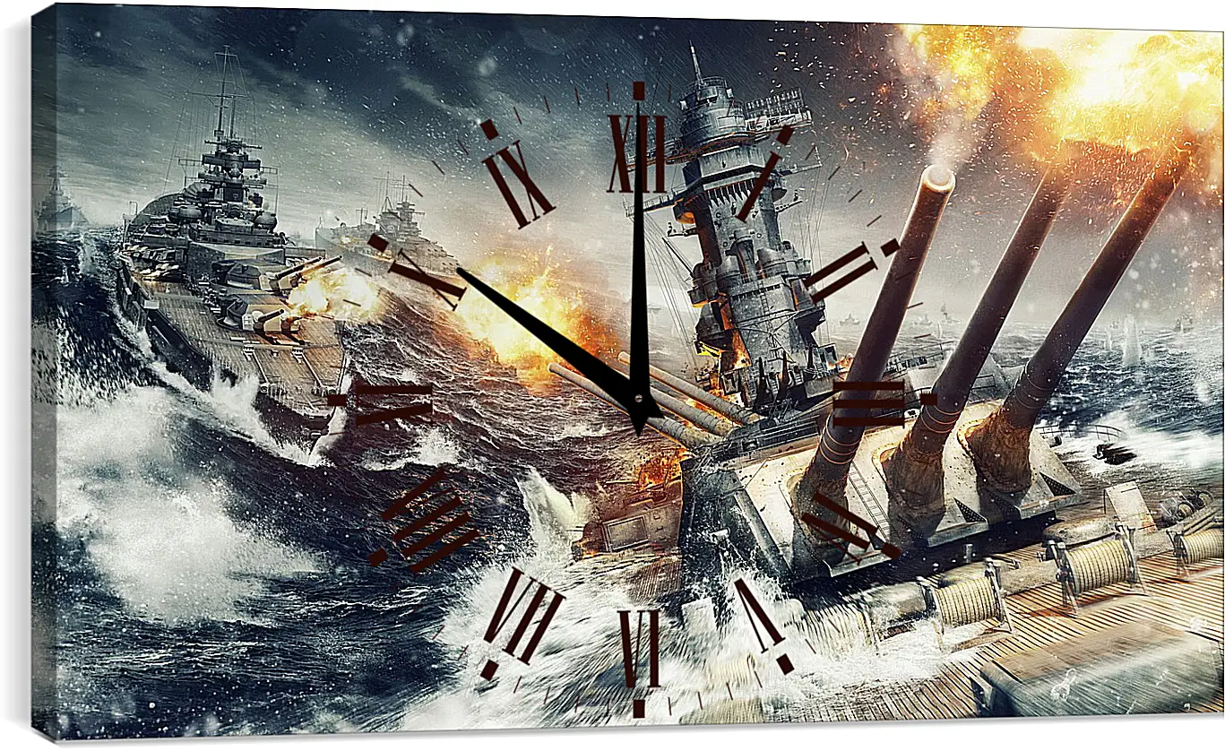 Часы картина - world of warships, wargaming net, explosion
