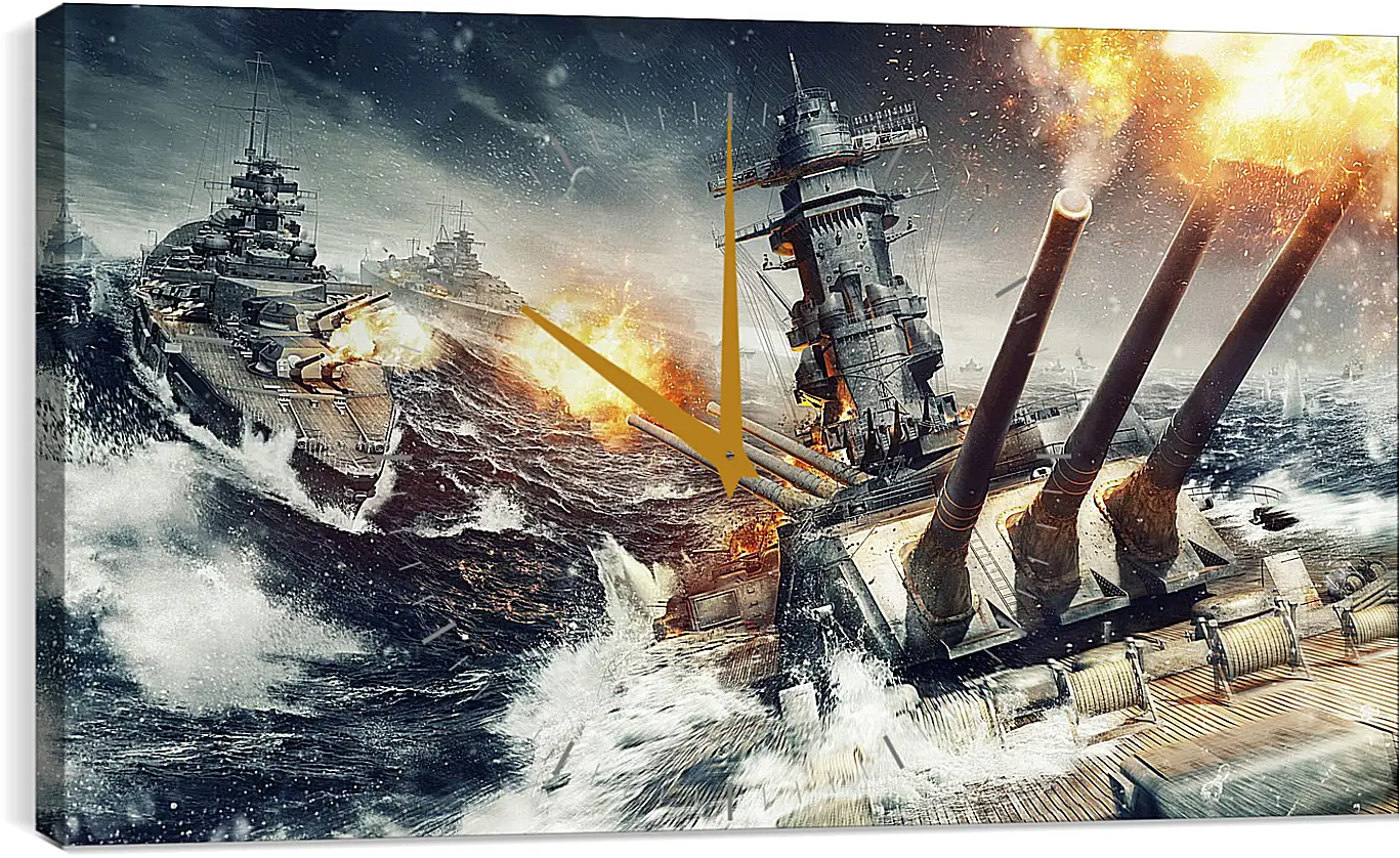 Часы картина - world of warships, wargaming net, explosion
