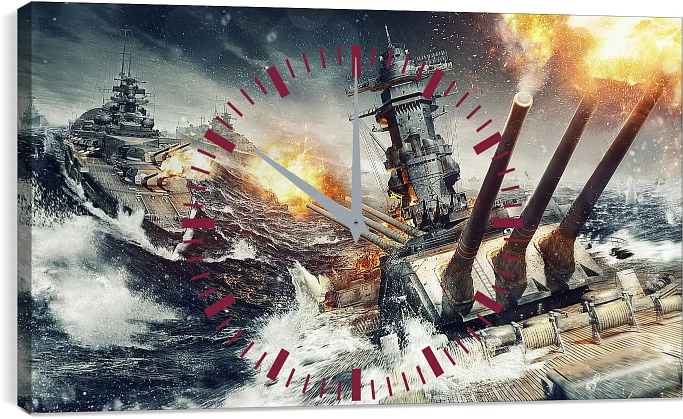 Часы картина - world of warships, wargaming net, explosion
