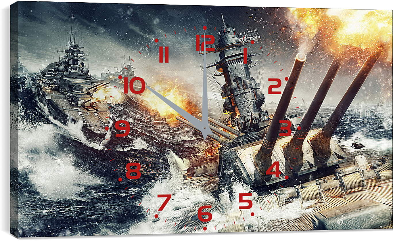 Часы картина - world of warships, wargaming net, explosion
