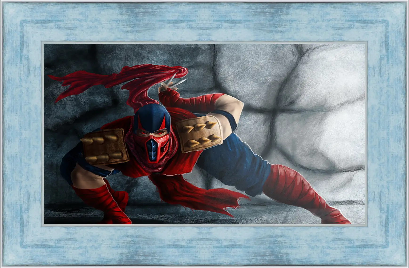 Картина в раме - mortal kombat, blaze, art