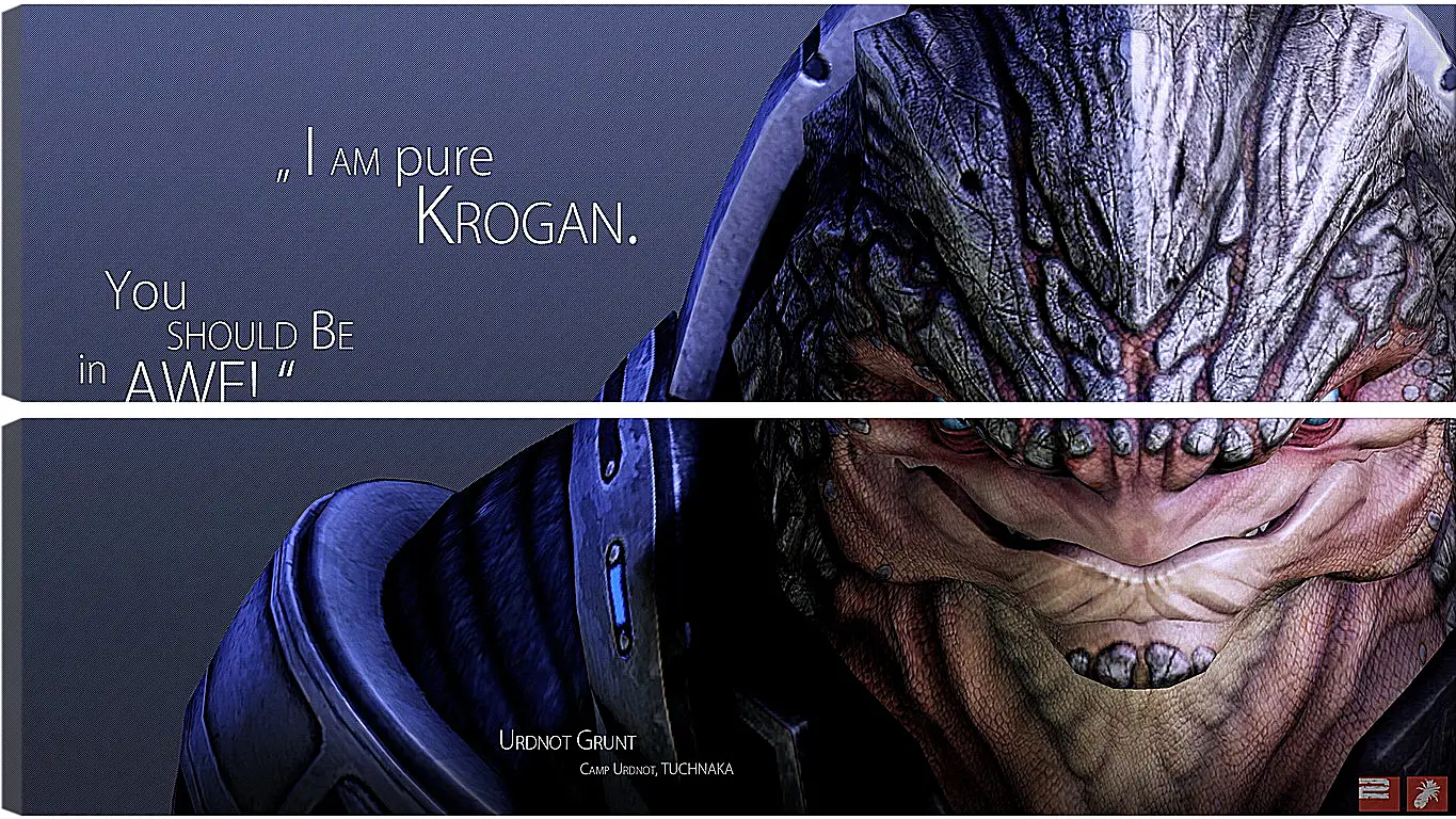 Модульная картина - mass effect, urdnot grunt, quote
