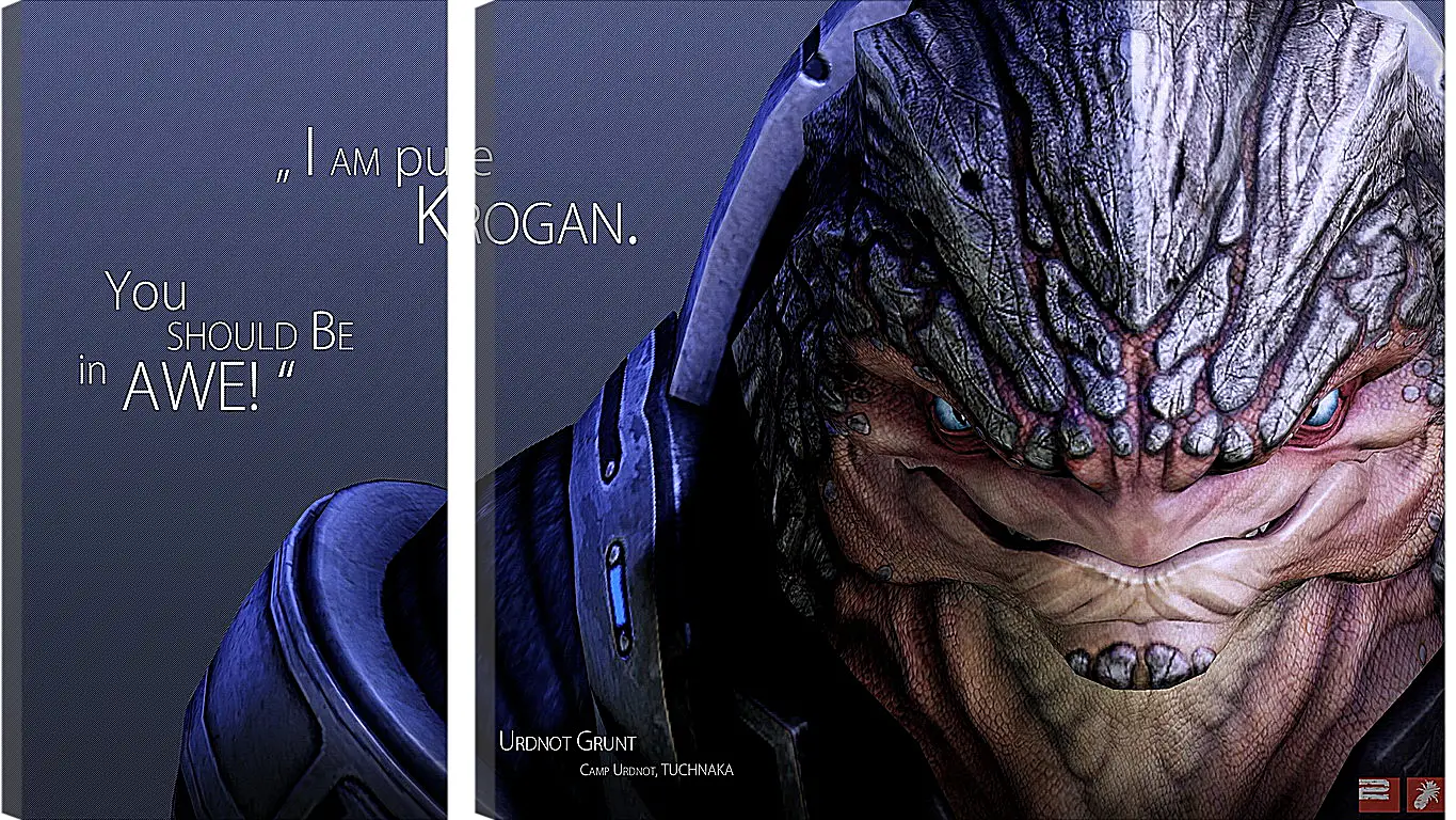 Модульная картина - mass effect, urdnot grunt, quote
