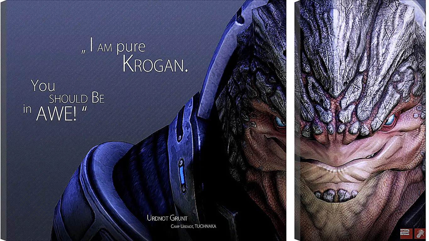 Модульная картина - mass effect, urdnot grunt, quote
