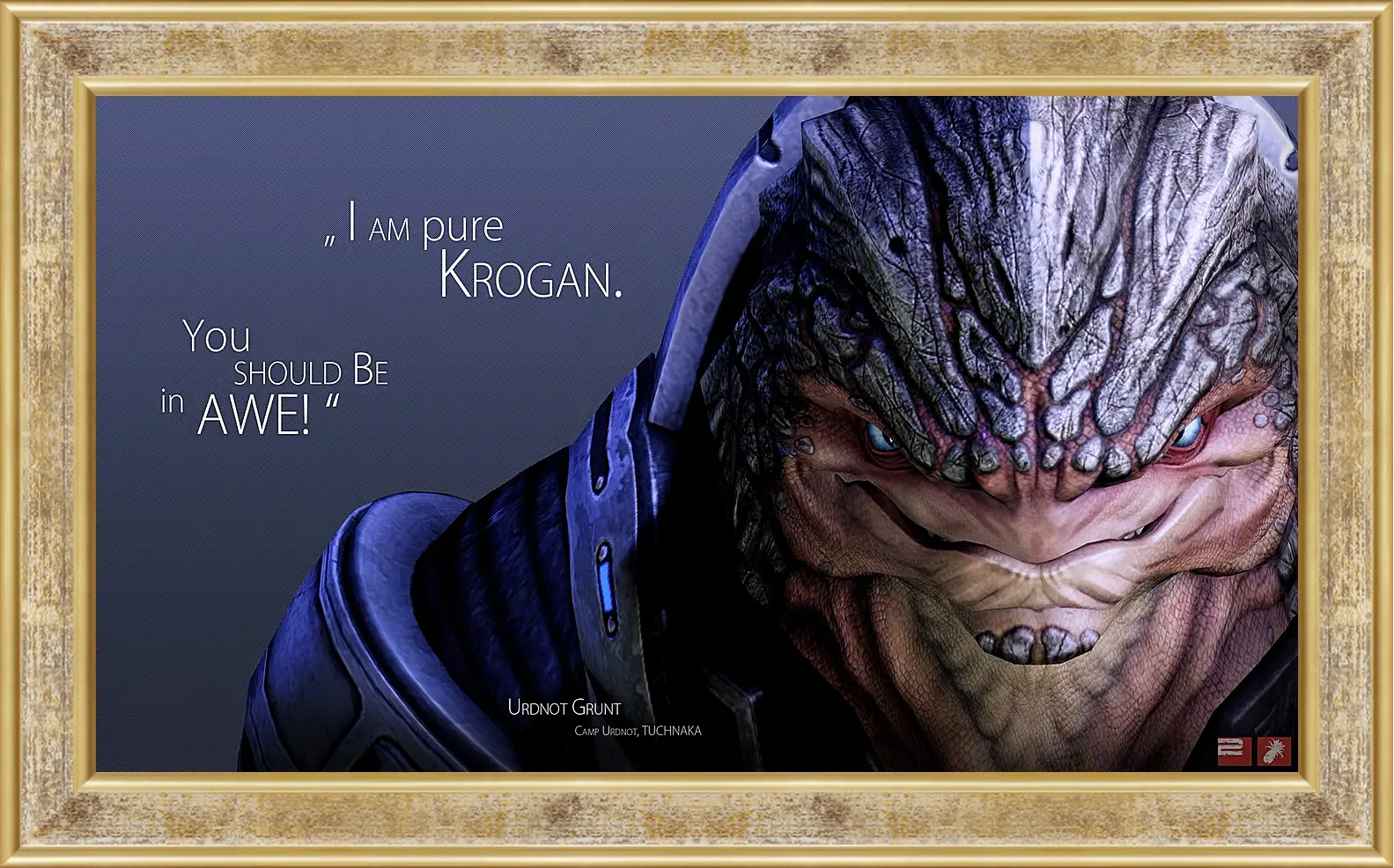 Картина в раме - mass effect, urdnot grunt, quote
