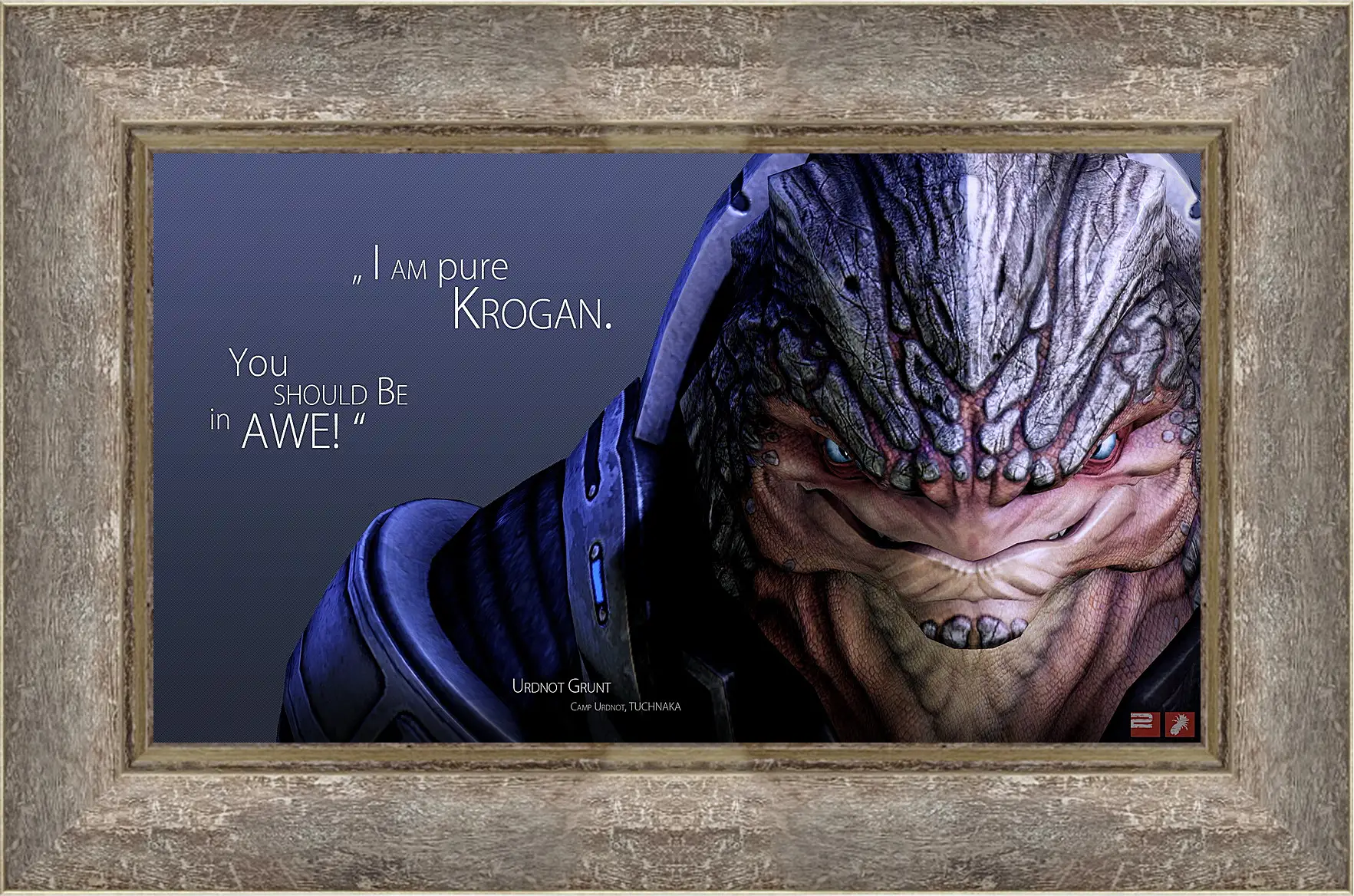 Картина в раме - mass effect, urdnot grunt, quote
