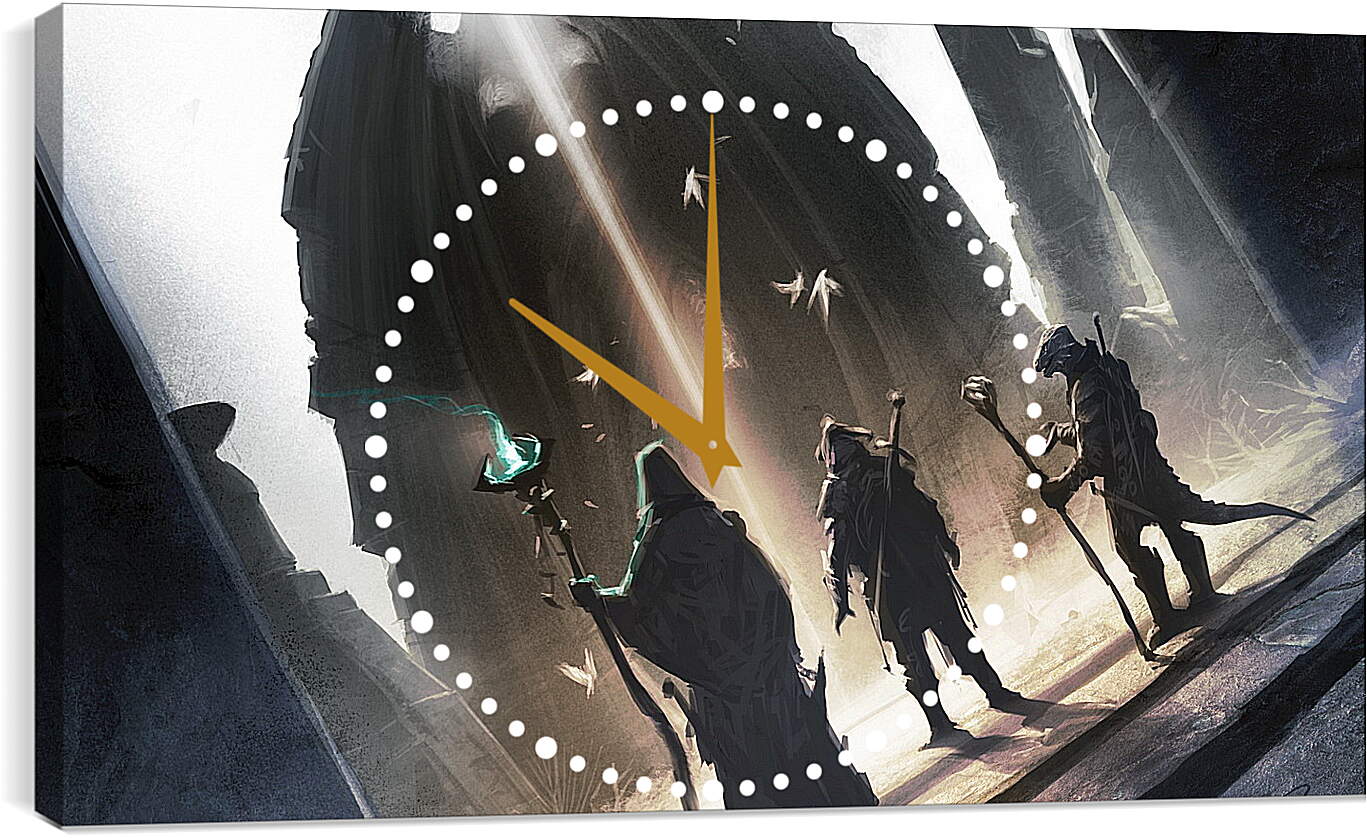 Часы картина - the elder scrolls, warriors, staff
