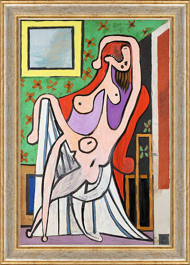 Картина в раме - Большая обнажённая в красном кресле. Пабло Пикассо
