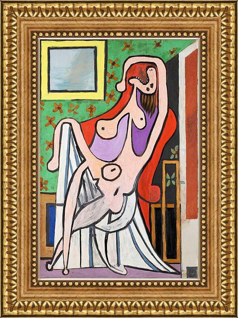 Картина в раме - Большая обнажённая в красном кресле. Пабло Пикассо

