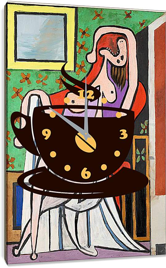 Часы картина - Большая обнажённая в красном кресле. Пабло Пикассо
