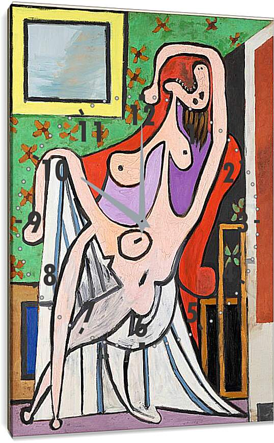 Часы картина - Большая обнажённая в красном кресле. Пабло Пикассо
