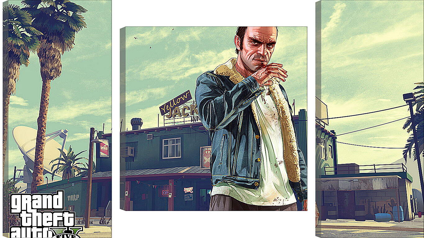 Модульная картина - grand theft auto v, trevor, bar
