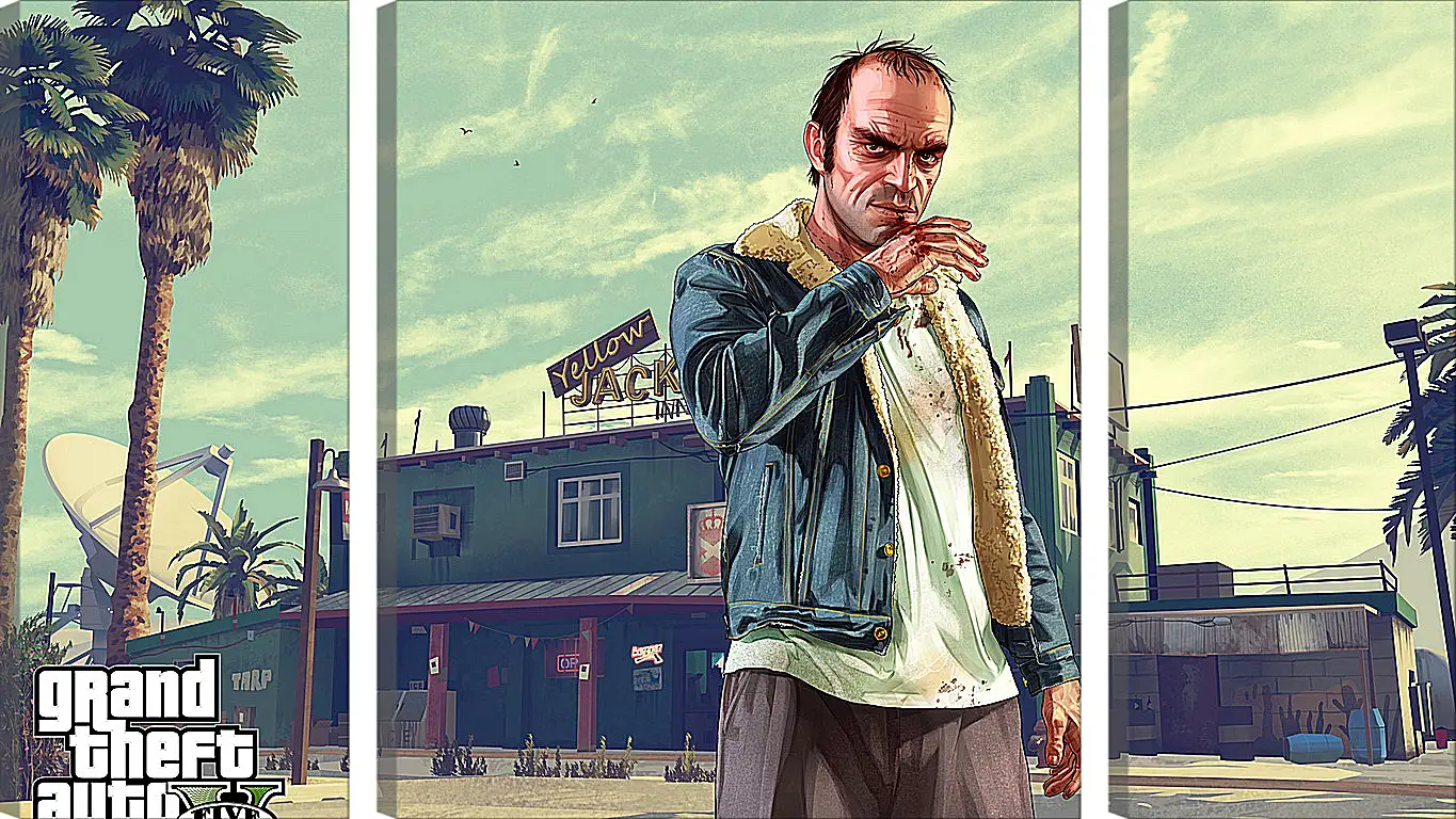 Модульная картина - grand theft auto v, trevor, bar
