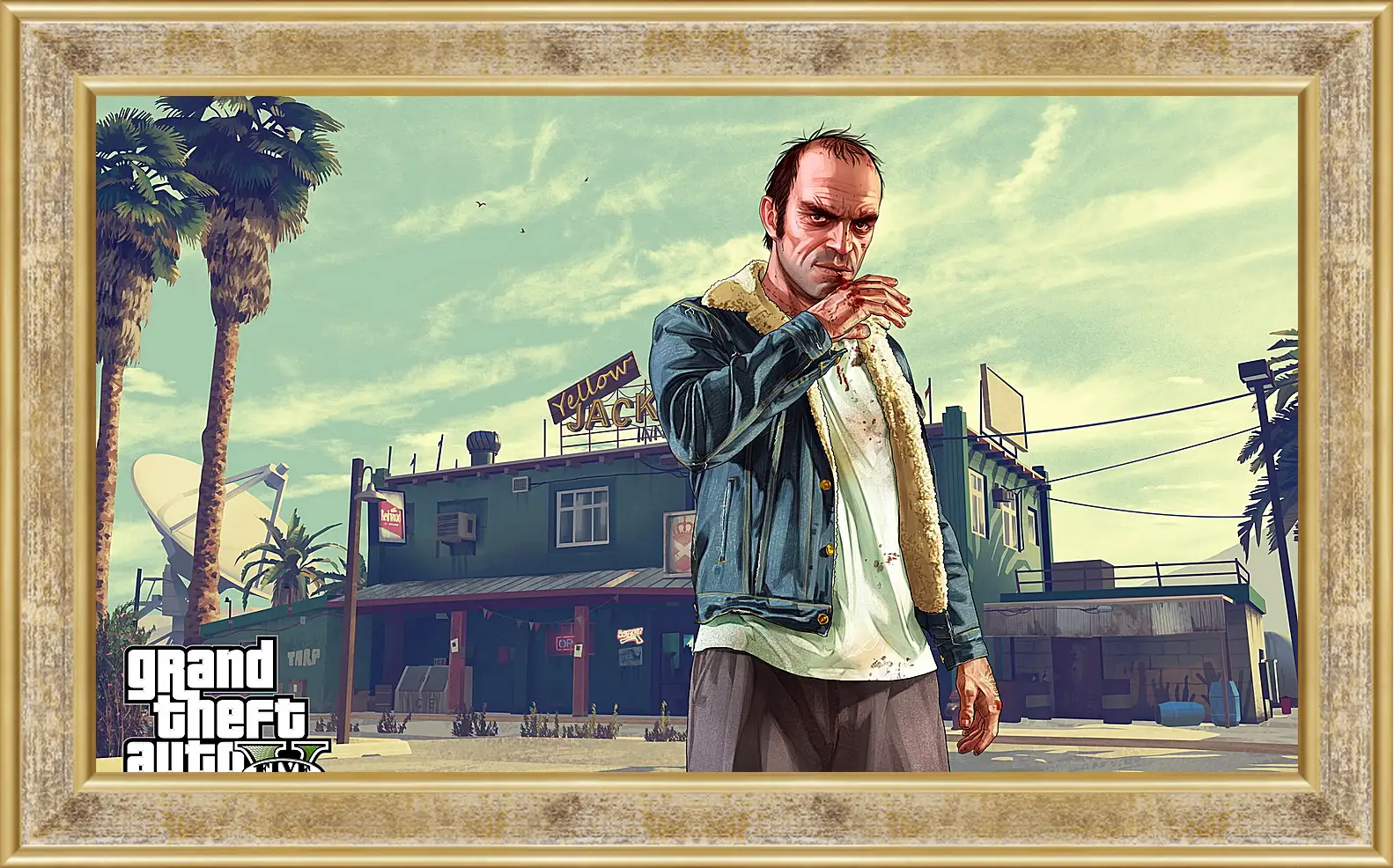 Картина в раме - grand theft auto v, trevor, bar
