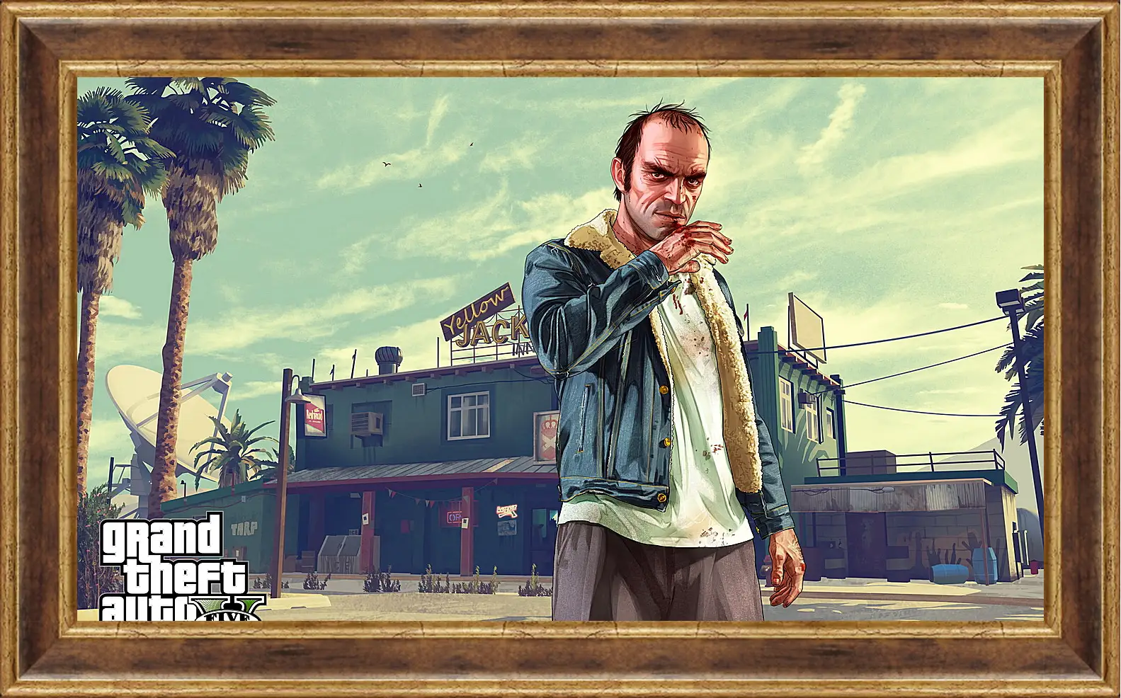 Картина в раме - grand theft auto v, trevor, bar
