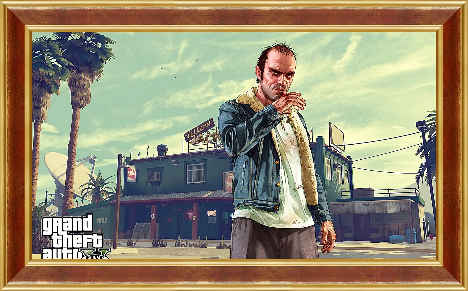 Картина в раме - grand theft auto v, trevor, bar
