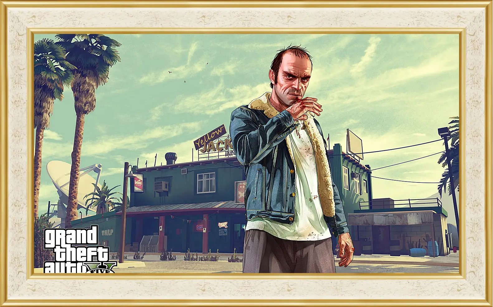 Картина в раме - grand theft auto v, trevor, bar
