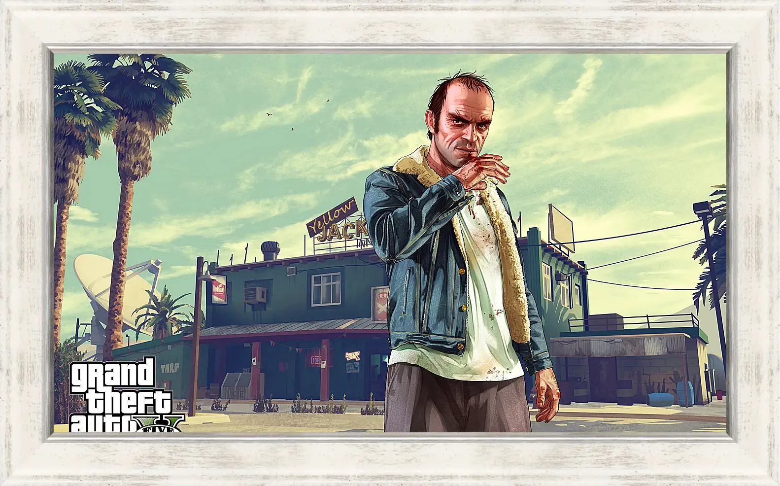 Картина в раме - grand theft auto v, trevor, bar
